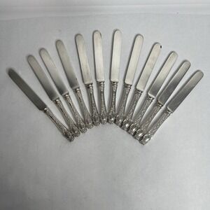 Gorham 1895 Silver Silverplate Carolina Hollow Blunt Knife Set 12 HTF RARE